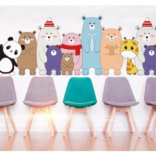 [shijuekongjian] Bear Animals Wall Stickers DIY Kids Rooms Wall Decor Decals for Baby Bedroom Children Nursery House Decoration