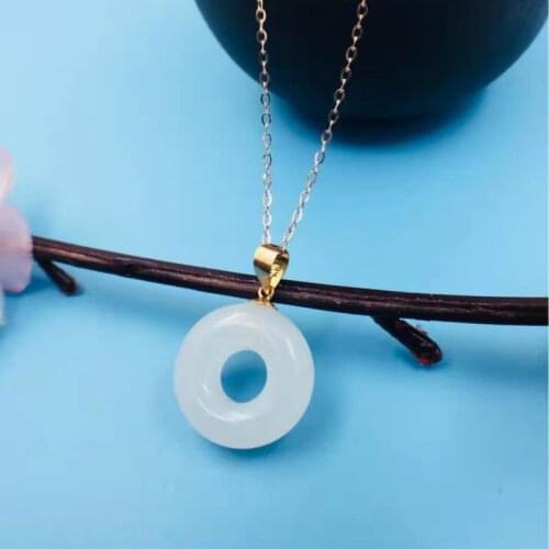 SHILOVEM 18k yellow gold real natural white Jasper pendants Christmas Gift fine Jewelry plant wedding no necklace yzz1313038hby