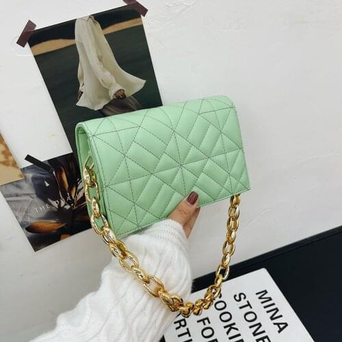 2021 Luxury Womens Shoulder Bags Female Thick Chain Quilted Underarm Bags Ladies Soft Pu Leather Clutch Bag Flap Hand Bag Purse