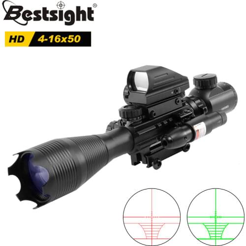4-16x50 EG Tactical optical Sight Rifle Scope Holographic 4 Reflex Sight Red Dot With Laser Combo Hunting Scope Air Guns