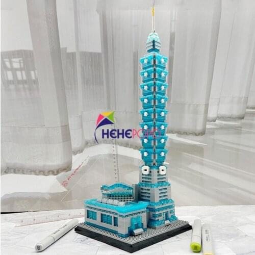 YZ072 Taipei 101 Building BLOCK World Architecture Financial Center DIY Mini Diamond Blocks Building Toy for Children No Box