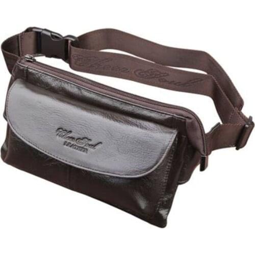 Men Genuine Leather Fanny Waist Bag Men Casual Phone Pocket Purse Hip Belt Bags Single Cross Body Bag Chest Day Pack