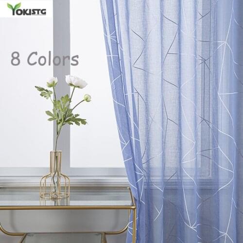 YokiSTG Geometric Sheer Curtains For Living Room Window Curtain Decoration Modern Tulle Nordic Style Window Treatment Drapes
