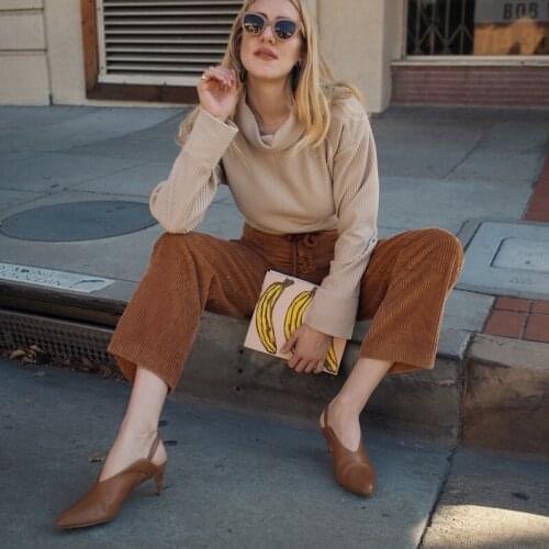 Womens Corduroy Pants 2021 High Waist Elastic Vintage Drawstring Wide Leg Trouser Winter Warm Casual Loose Office Trousers