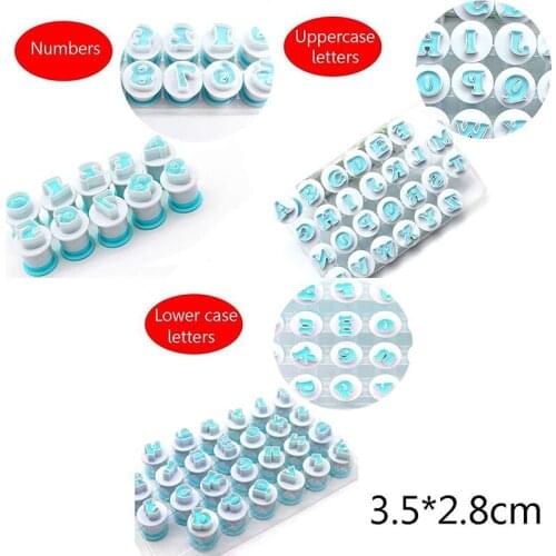 1 Set Upper Lowercase Alphabet Cookie Molds Letters Number Biscuit Mold Hand Stamp Press Plunger for Cutter Maker