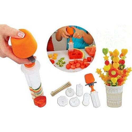 1SET Creative DIY Plastic Presse Fruit Cutter Slicer Veggie Food Decorator Kitchen Gadgets Accessories Tools QA 060