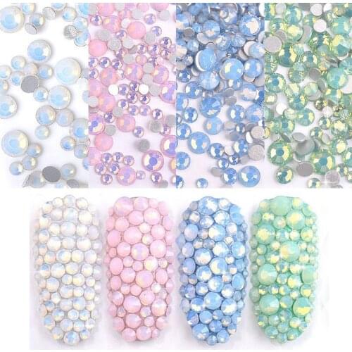1 Pack SS4-SS20 Mix Opal AB Crystal Nail Art Rhinestones 3d Glass Flatback Diamond DIY Nail Jewelry Sticker Decoration Manicure