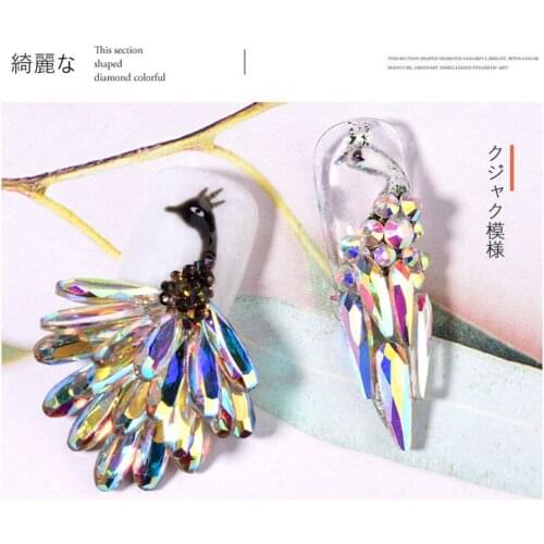 100 pcs/pack Nail Art Rhinestones Crystal AB Long Teardrop Shaped Glass Stons For 3D Nails Decoration