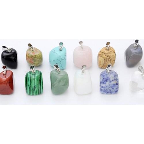 12 Colors for Choice 20mm Irregular Shape Pendants Natural Semi-precious Stone Beads Agate Turquoise DIY for Making Neckalce