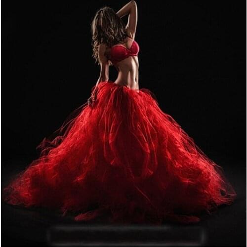 2020 Elegant Tutu Skirt Elastic Waistline A Line Floor Length Full Maxi Skirt Customized Supper Puffy Pleated Long Tulle Skirts