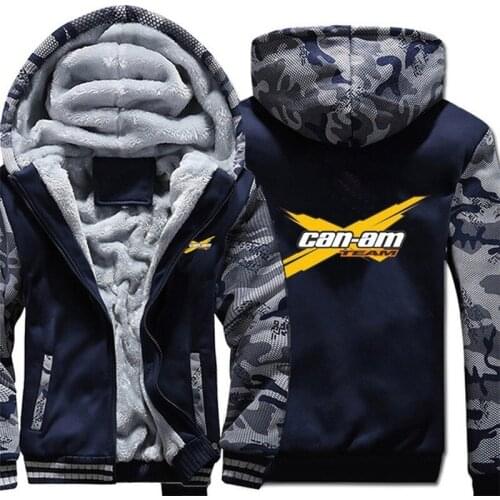 2021 winter Hoodies Camouflage sleeve Jacket Hoody Zipper Winter Fleece Can am logo Sweatshirt