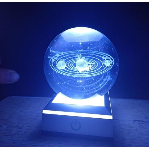 3D Crystal Ball USB LED Night Light Magic Ball Laser Engraved Quartz Glass Ball For Home Decoration Children Christmas Gifts