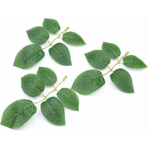 40pcs Silk Roses Leaves Christmas Leaf Decorative Flowers Scrapbooking Wedding Bridal Accessories Clearance Artificial Plants