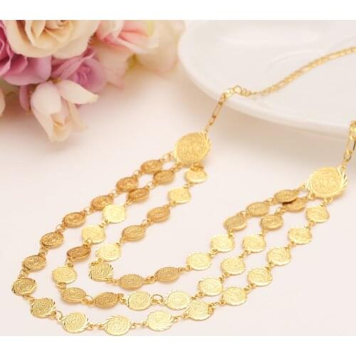 45cm high quality Islam Coin chocker Chain Jewelry Arab Necklace Gold Color Africa Middle East Metal Coin /Israel/Turkey/Egypt