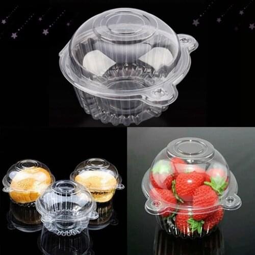 50pcs Cup Cake Box Transparent Box Packaging Cute Cat Head Shaped Plastic Disposable Cake Boxes Case For Fruit Cake Cupcake