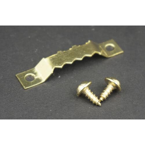 50PCS/Lot Golden Hanging Picture Painting Mirror Frame Saw Tooth Hook Hanger & Screw