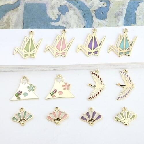 6pcs Japanese Origami Crane Drop Earrings Girl Heart Sweet Fashion Jewelry thousand paper fan flower pendant earring material