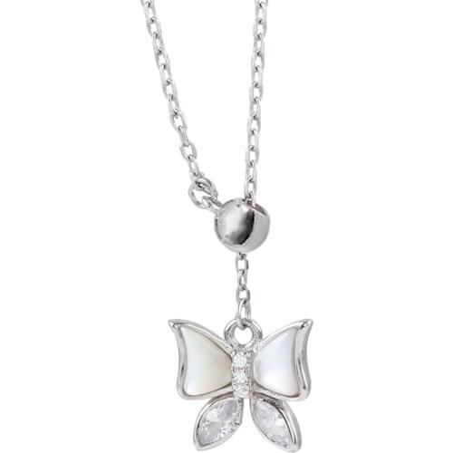 925 Sterling Silver Pin Design of Little Lucky Fritillaria Butterfly Necklace with Luxury and High Quality