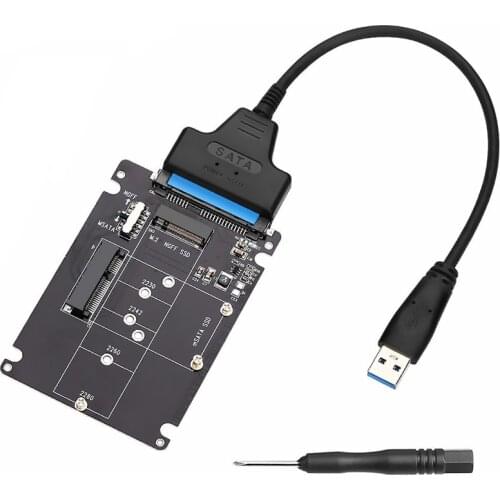 M.2 NGFF or mSATA to USB 3.0 Adapter 2-in-1 NGFF or mSATA Converter Reader Card with SATA Cable