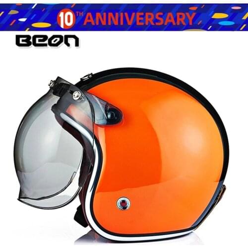 Free shipping 1pcs 3/4 Open Face Vintage Fiberglass Helmets Flip Up Bubble Lens Retro Scooter Head Protection Motorcycle Helmets