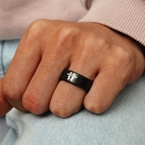 MOREDEAR Black 8mm Titanium Ring For Men And Women
