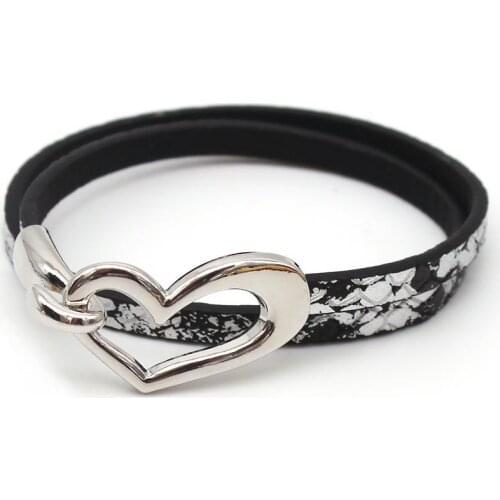D&D Fashion Multiple Simple love Leather Charms Bracelet for Women Black Bracelet 2021 Femme Bracelet & Bangle Jewelry