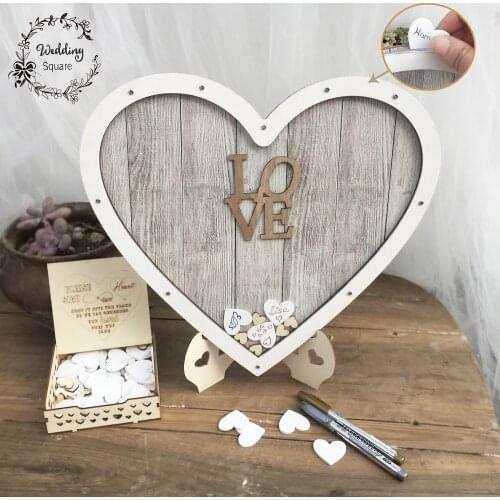 Heart shape Wedding guest book Decoration Rustic Sweet Heart Drop box Wedding drop box 3D Guestbook wooden box