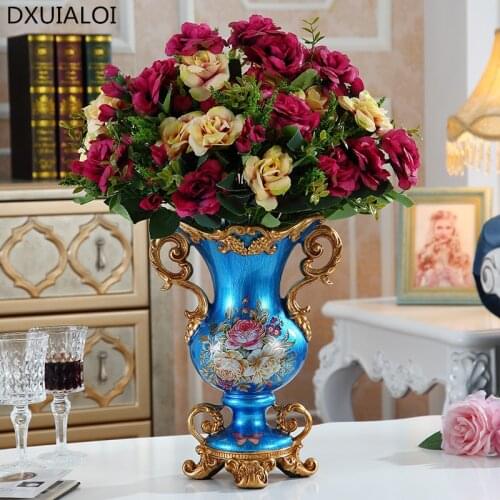 European Deluxe Palace Resin Vase Decoration Wood Decoration Home Decoration Crafts Marriage Gift Wedding home decor