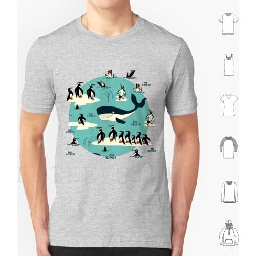 Whales , Penguins And Other Friends T Shirt DIY Big Size 100% Cotton Animal Animals Whales Whale Penguin Penguins Ice Iceberg