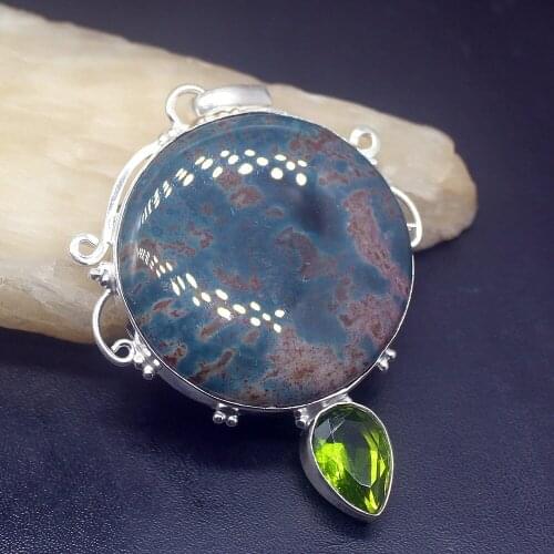 Gemstonefactory Jewelry Big Promotion 925 Silver Sea Sediment Green Peridot Charm Women Ladies Gifts Necklace Pendant 0318