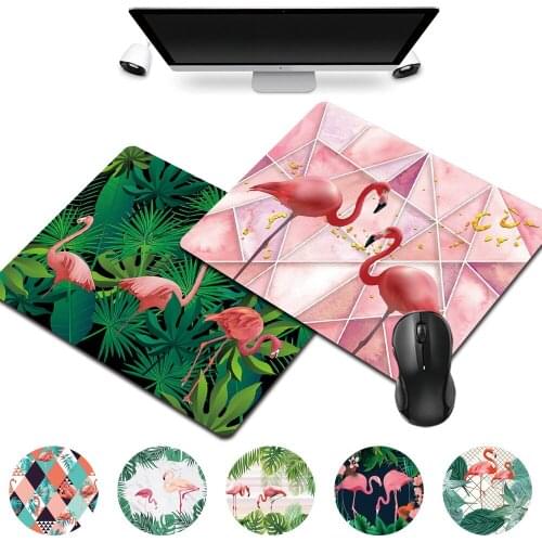 Smooth Gaming Mousepad Small Waterproof Mouse Mat 25x21cm PU Leather Flamingo Pattern Series Office Desk Computer Mouse Pad