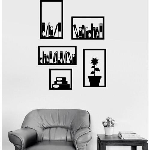 Bookshelves Interior Decor Room Library Stickers Vinyl Wall Decal Office Nordic Home Decoration Adhesive Wallpapers Simple C598
