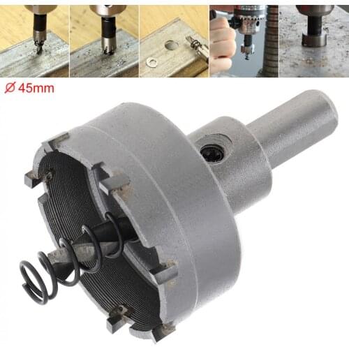 Hole Saw 45MM Carbide Cutter Head HSS Drill Set Hole for Stainless Steel Metal Alloy Cutter HSS Hole Saw Alloy Hole Opener
