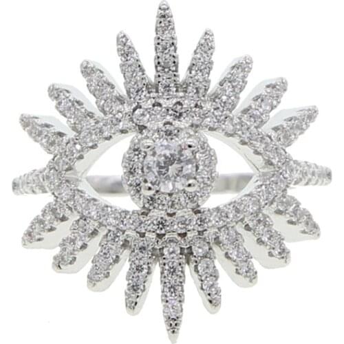 White gold color Evil eye Ring with clear cz new jewelry Luxury ring cubic zircon turkish women Ring jewelry