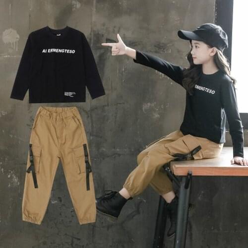 Girls sets 2021 spring fall teenage girl top and pants 2pcs suits children outfits wholesale 4-14year