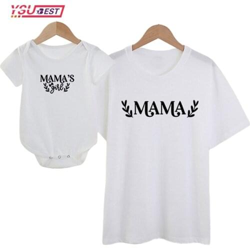 Fashion Family Look MAMA MINI Love Print T-shirt Mommy and Me Clothes Family Matching Outfits Look Mama and Daughter Clothes