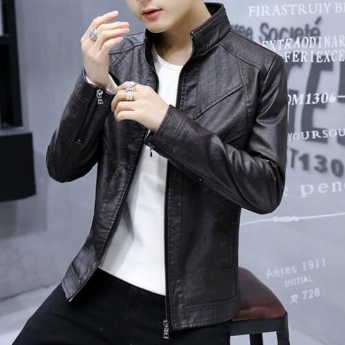 Mens Smart Casaul Slim Fits Spring Autumn Overcoats Outwear Size M-4XL Fashion New Men Stand Collar Faux Leather Jackets Coats