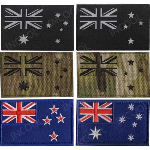 Australia New Zealand Flag IR Reflective Embroidered Patches Tactical Military Patches Australian Flags Embroidery Badges