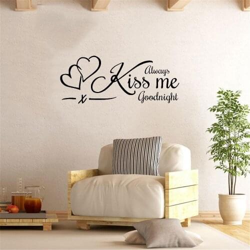 Always Kiss Me Goodnight Wall Sticker Quote Wall Decal For Living Room Bedroom Nursery Wall Art Mural DW10376