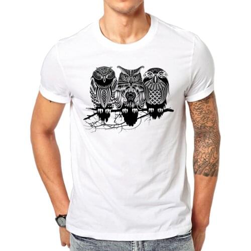 Newest 2019 mens fashion short sleeve night warrior owl printed t-shirts funny Tattoo tee shirts Hipster O-neck popular tops
