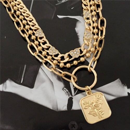 New Fashion Chain Choker Layers Necklaces Long Twist Shape Gold Color Necklace Flat Chain For Women Jewelry