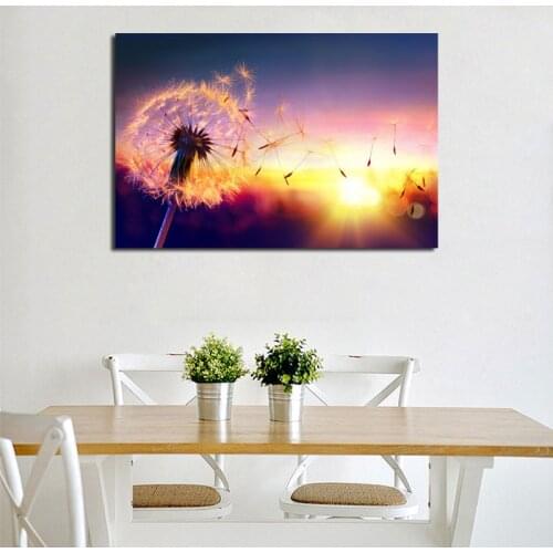 Dandelion The Setting Sun Flower Wind Canvas Posters Prints Wall Art Painting Decorative Picture Kitchen Bedroom Home Decoration