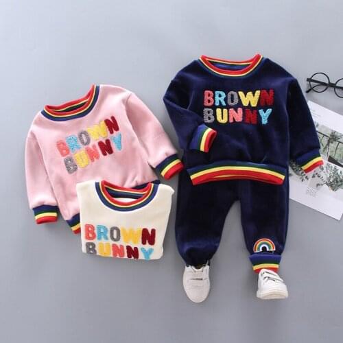 IENENS Winter Baby Clothes Set Toddler Boys Warm Pajamas Clothing Suit 2PC Kids Girl Thick O-neck Long Sleeve Outfit 1-4 Years