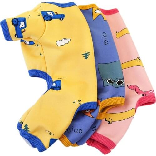 Dogs Pajamas For Pet Dogs Cat Clothes Puppy Jumpsuit For Dog Coat For Chihuahua Pomeranian Dogs Print Clothes Shirt