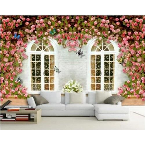 Custom photo 3d wallpaper European architecture rose flower butterfly room home decor 3d wall murals wallpaper for walls 3 d