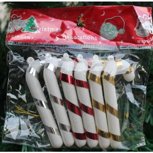 Xmas Candy Cane Ornament Christmas Tree Pendant Drop Ornaments Decorations Stick Stripe Cane Craft Blank Decor gold silver red