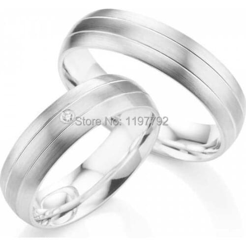 Silver color titanium couples rings set for engagement wedding anniversary