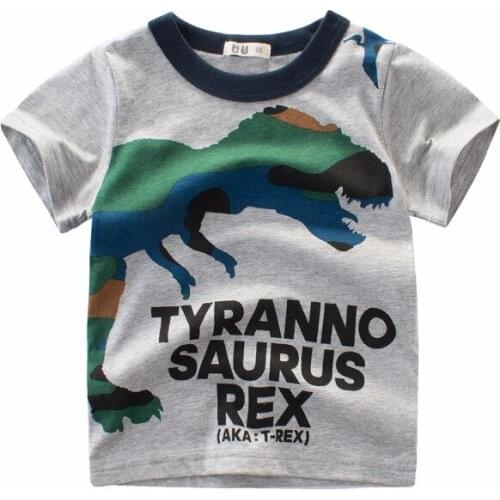 Spring Cartoon Dinosaur Boys Short Sleeve T Shirt For 18M-11Years Old Cotton Children Kids Boys Tops Tees T Shirt