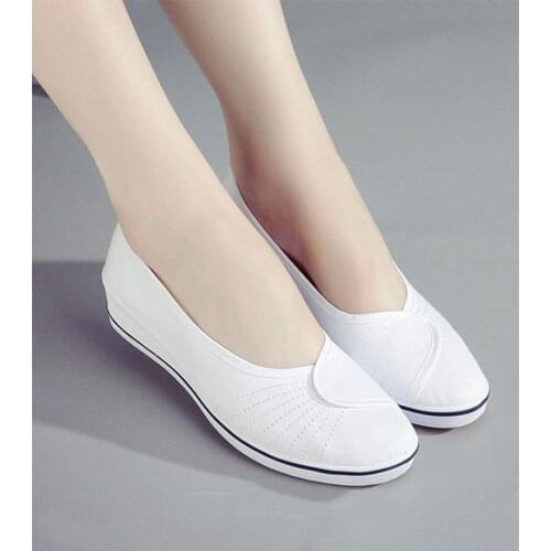 Women Canvas Loafers 2020 New Woman Casual Vulcanized Ladies White Shoes Womens Fashion Wedges Female Comfortable Footwear