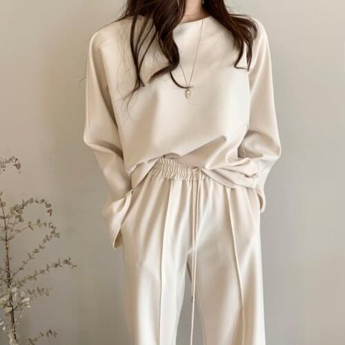 Winter Tracksuit 2 Piece Set Suits For Women Long Sleeve Top And Pants Outwear Korean Style